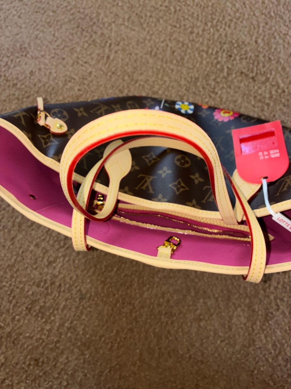 Brown Monogram Floral Tote with Matching Pouch - Picture 13 of 13